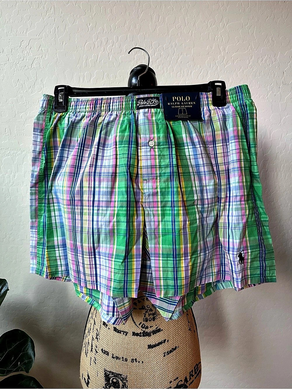 Polo Ralph Lauren Classic Fit Boxer Plaid Green & Blue XL NWT